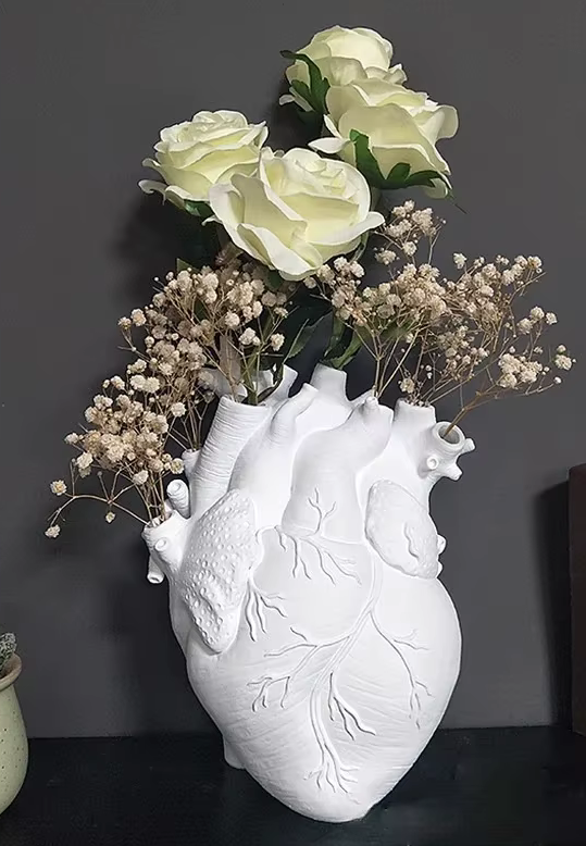 Novelty White Ceramic Anatomical Heart VASE - Also in Red