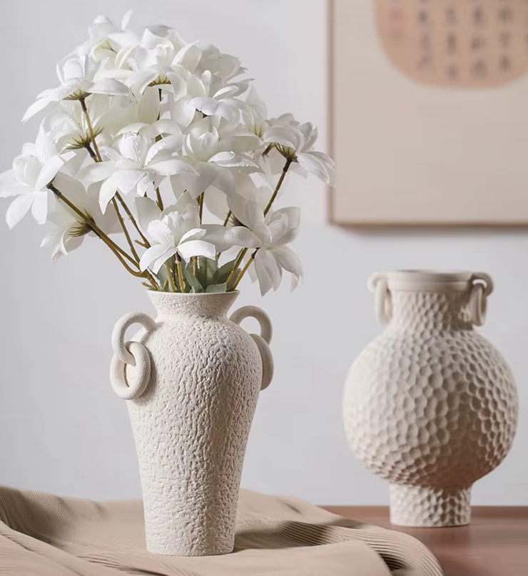 Handmade Matte Ceramic Amphora Wabi Sabi Vase