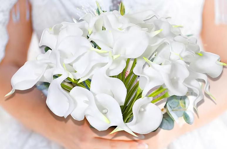Gorgeous Real Touch White Calla Lily Bouquet x 10 Flowers
