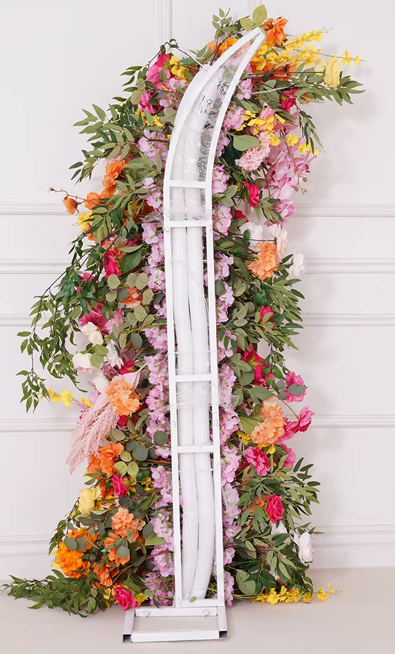 Pair of Summer Wedding Flowers Arch + Stands