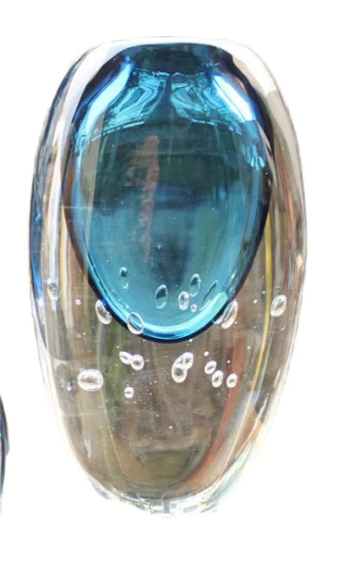 Blue Turquoise Murrano Glass Vase