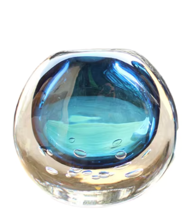 Blue Turquoise Murrano Glass Vase