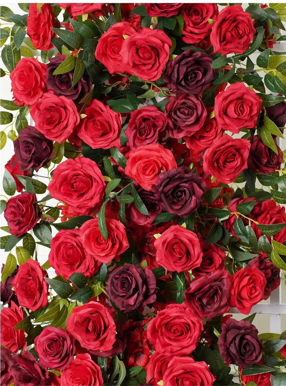 Deluxe Silk Lush Red Roses Wedding Flowers Row Arch