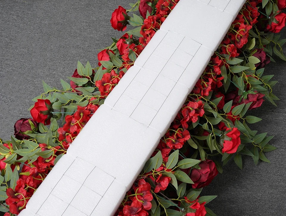 Deluxe Silk Lush Red Roses Wedding Flowers Row Arch
