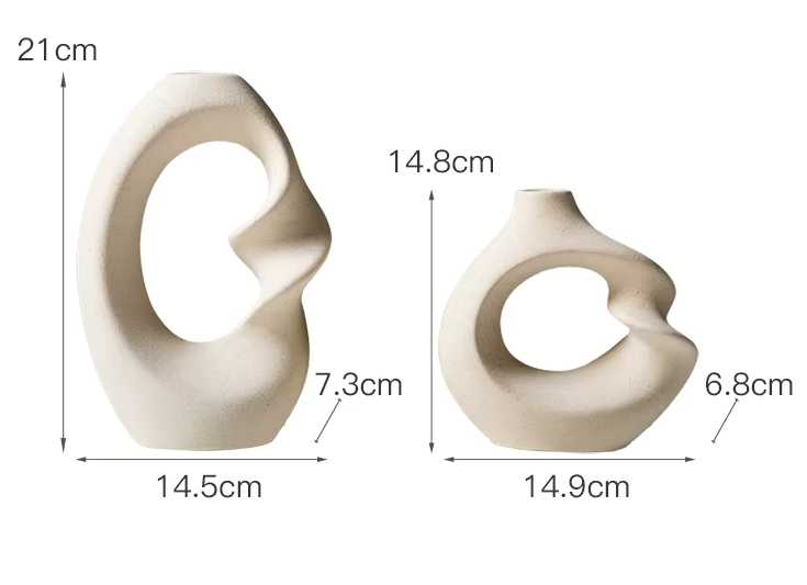Pair of Modern Matte Ceramic Vases in White or Black