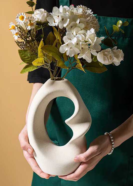 Pair of Modern Matte Ceramic Vases in White or Black