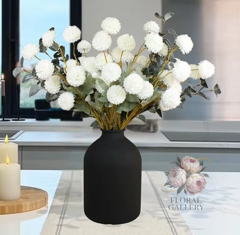 Mini Cysanthamum Pom Pom Balls Silk Flowers Bouquet 20 Piece