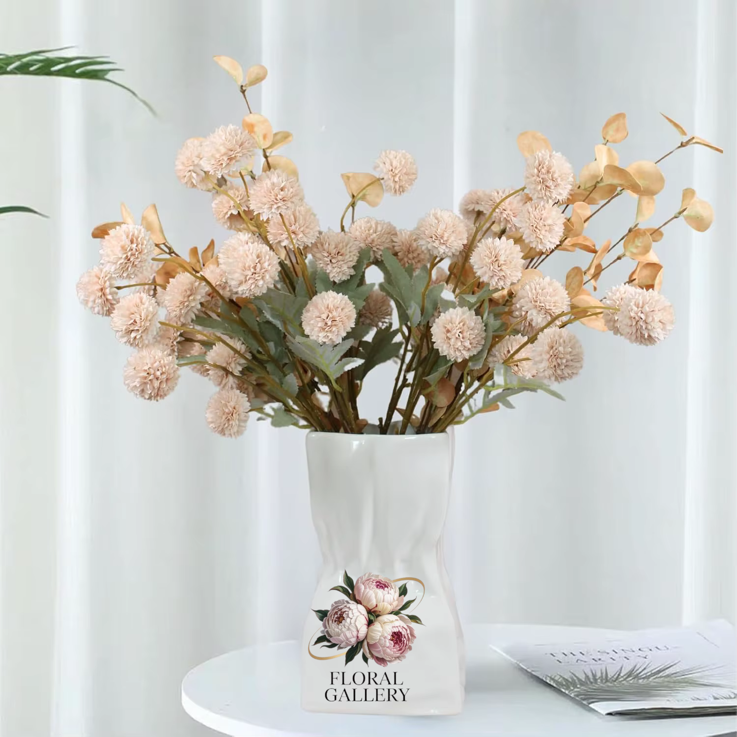 Mini Cysanthamum Pom Pom Balls Silk Flowers Bouquet 20 Piece