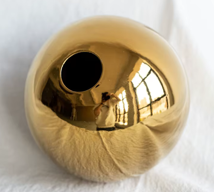 Set of 3 Round Gold Plated Mirror Vases