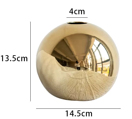 Set of 3 Round Gold Plated Mirror Vases