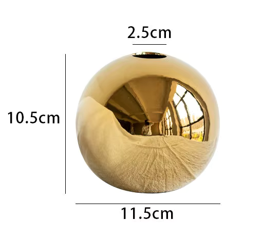 Set of 3 Round Gold Plated Mirror Vases