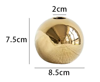 Set of 3 Round Gold Plated Mirror Vases