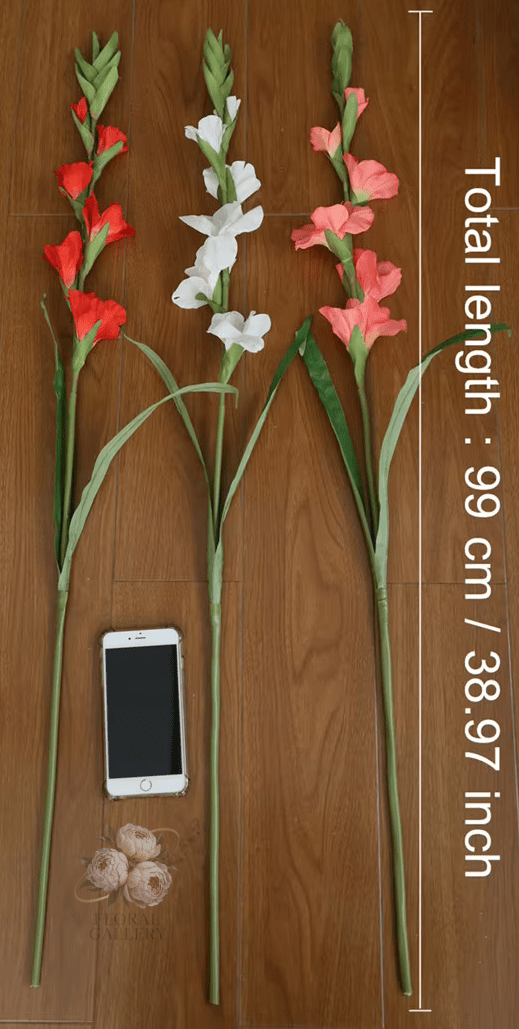 100cm Gladioli SILK Arficial Flowers in Red White Pink Home Decor - The Floral Gallery