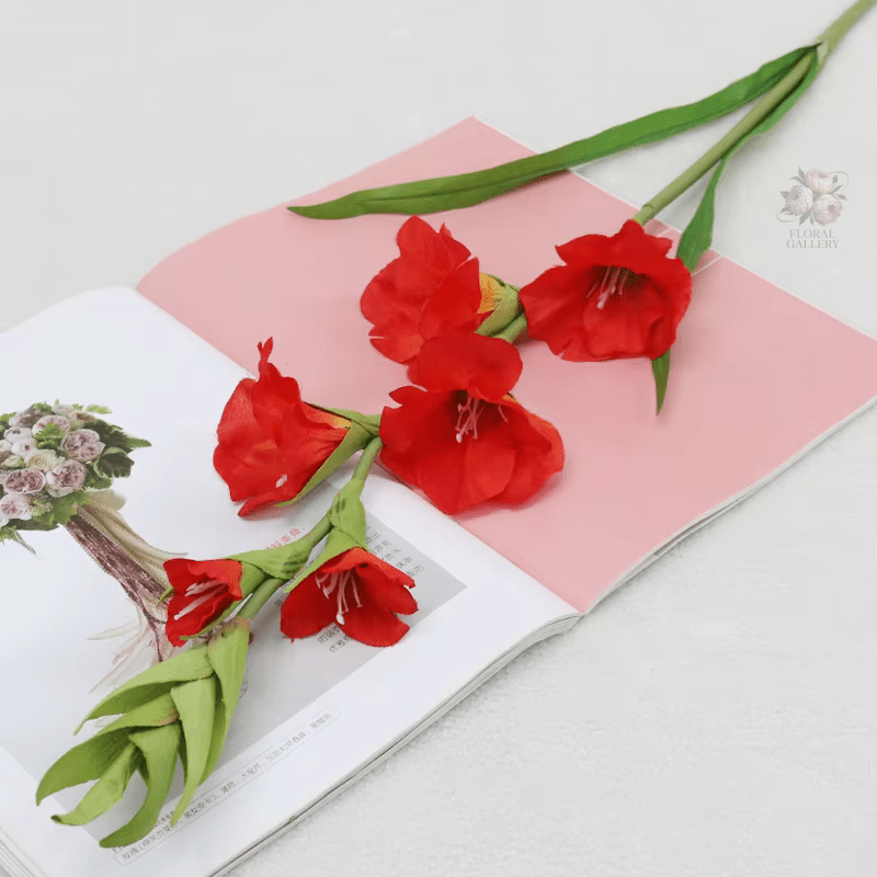 100cm Gladioli SILK Arficial Flowers in Red White Pink Home Decor - The Floral Gallery