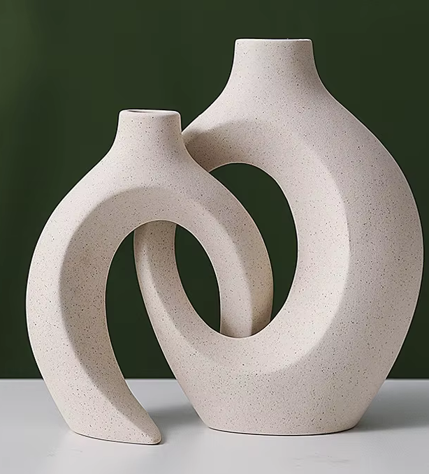 Modern Glazed Ceramic Entwined Vases Pair