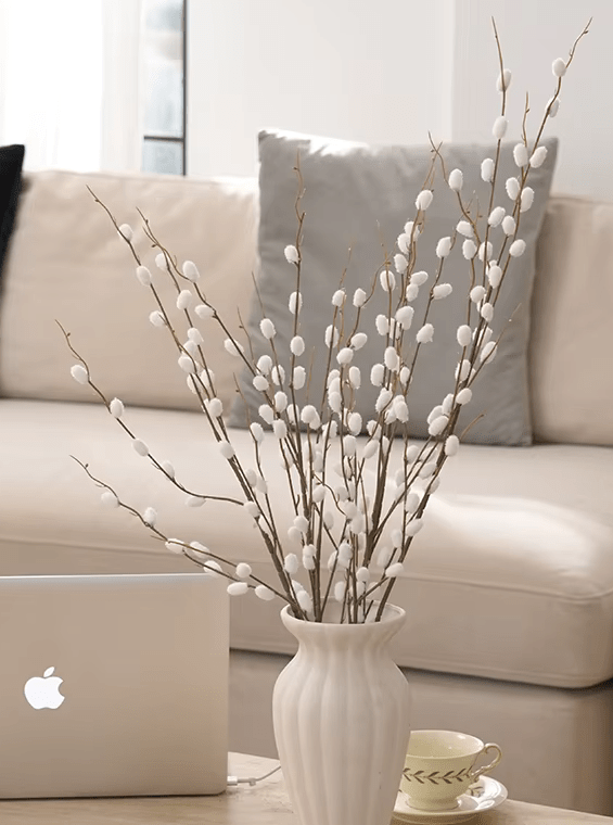 2.6ft Snow White Pompom Balls Silk Artifical Flowers Home Decor Christmas - The Floral Gallery