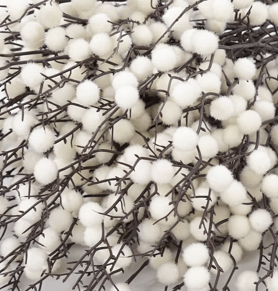 2.6ft Snow White Pompom Balls Silk Artifical Flowers Home Decor Christmas - The Floral Gallery