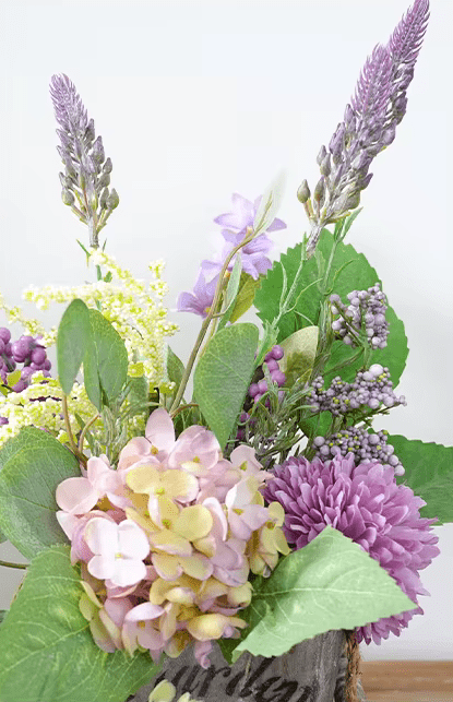 Artificial Lavender Hydrangea Purple Potted Plant inc Pot 35cm - The Floral Gallery