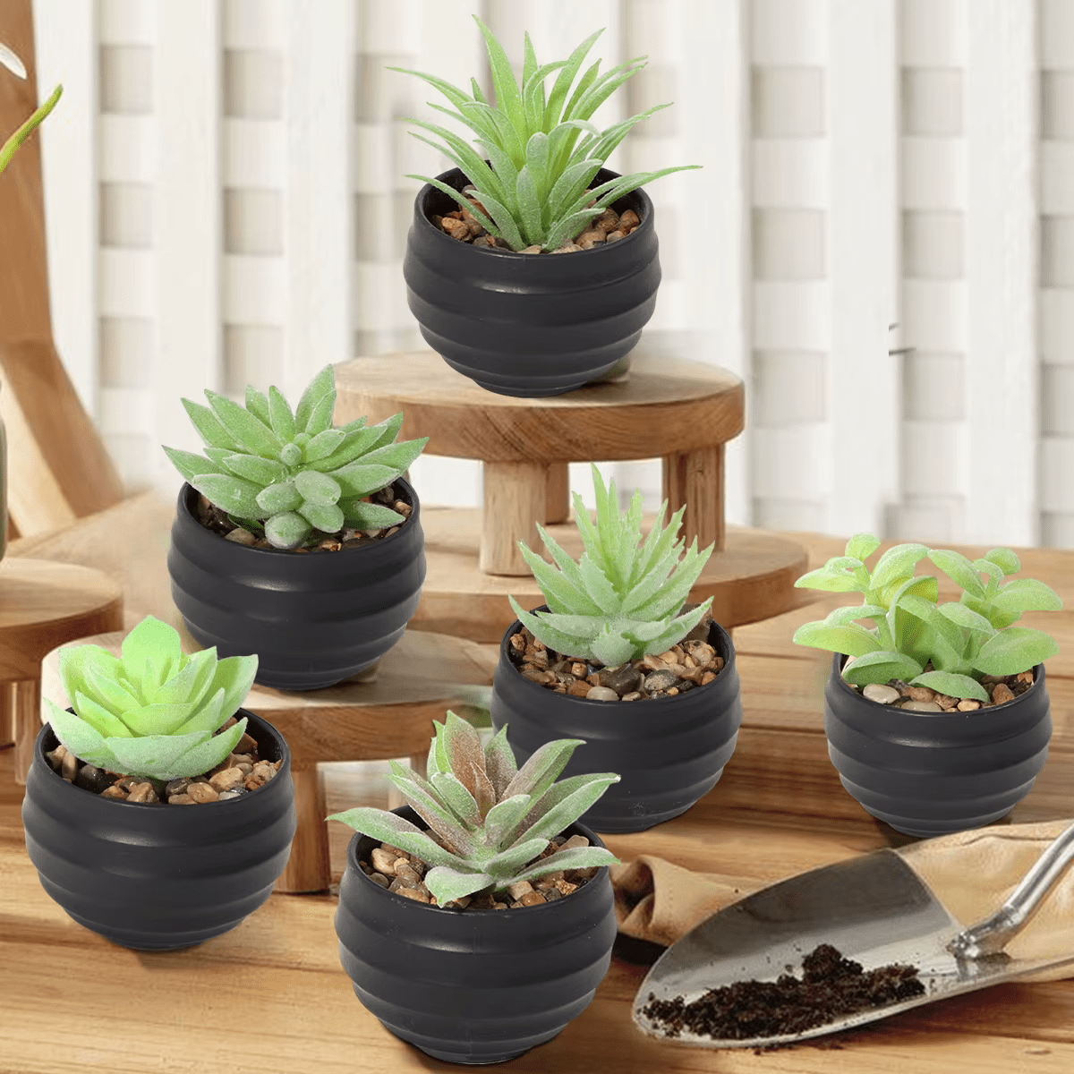 Artificial Potted Plants Succulent Aloe Vera x 6 Set in Black or White - The Floral Gallery