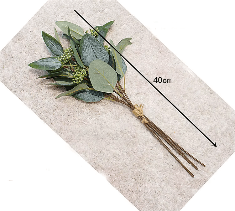 Autumn Red & Green Eucalyptus x 5 Stems - Faux Silk Flowers Christmas - The Floral Gallery