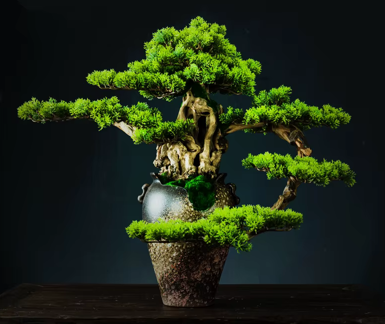 Large 70cm Deluxe Welcoming Pine Bonsai in Retro Pot