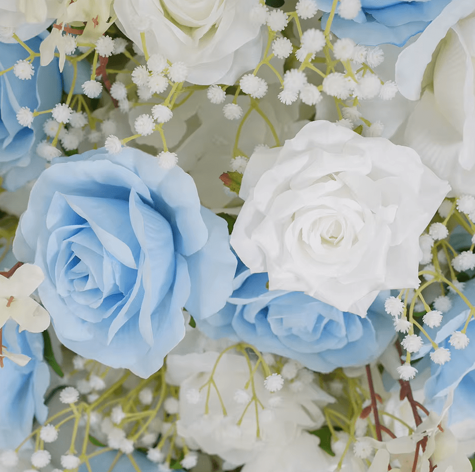 Baby Blue & White SILK Flower Display Ball Table Centerpiece - The Floral Gallery