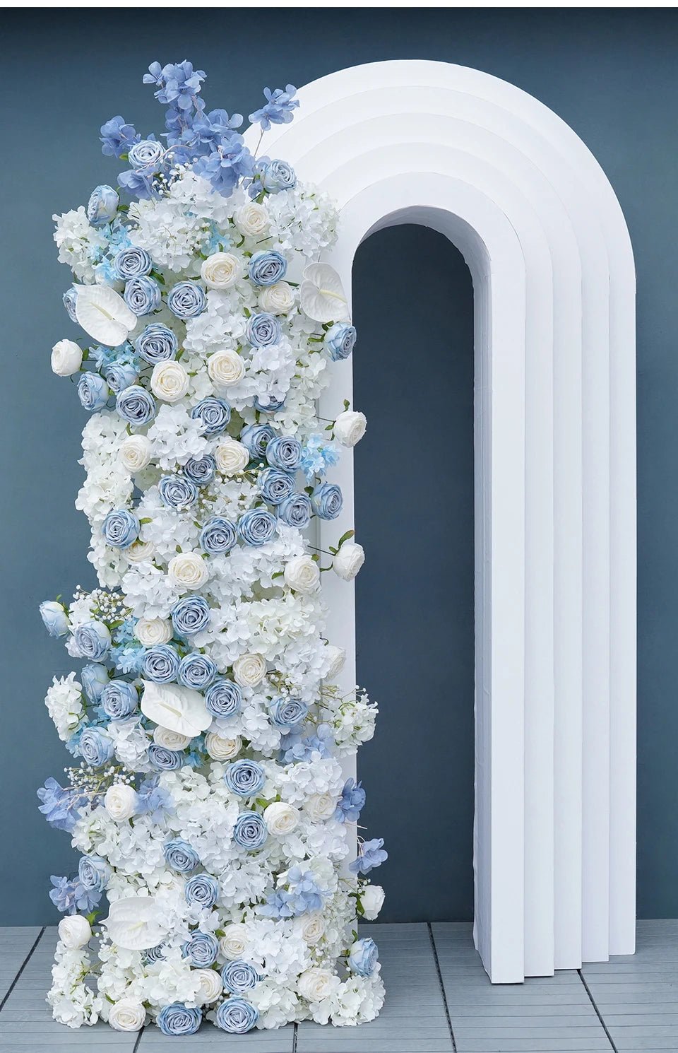 Baby Blue & White Silk Roses Display Venue Flowers - The Floral Gallery