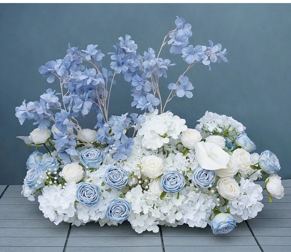 Baby Blue & White Silk Roses Display Venue Flowers - The Floral Gallery