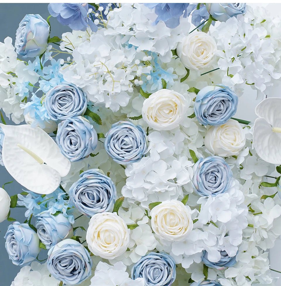 Baby Blue & White Silk Roses Display Venue Flowers - The Floral Gallery