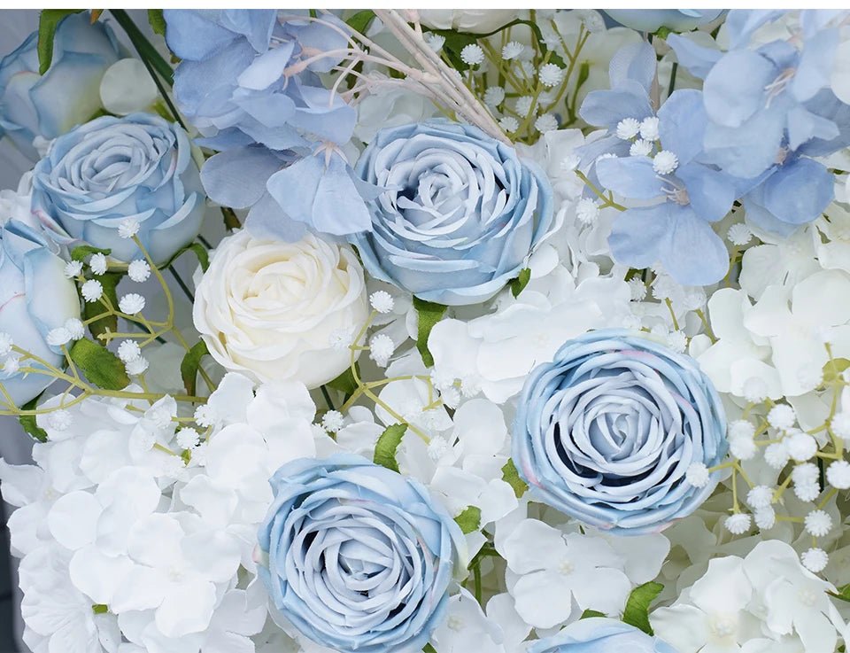 Baby Blue & White Silk Roses Display Venue Flowers - The Floral Gallery