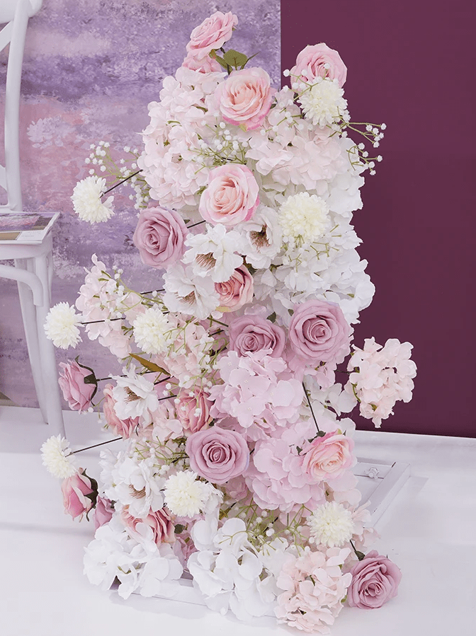 Baby Pink Roses & White Baby's Breath Silk Flowers - The Floral Gallery