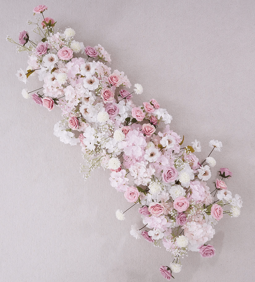 Baby Pink Roses & White Baby's Breath Silk Flowers - The Floral Gallery