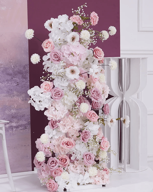 Baby Pink Roses & White Baby's Breath Silk Flowers - The Floral Gallery
