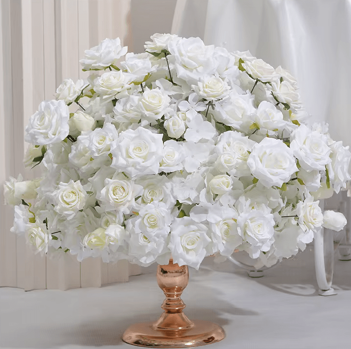 Beautiful 50cm SILK Flowers Ball in White, Pink & Red. Table Centrepiece - The Floral Gallery