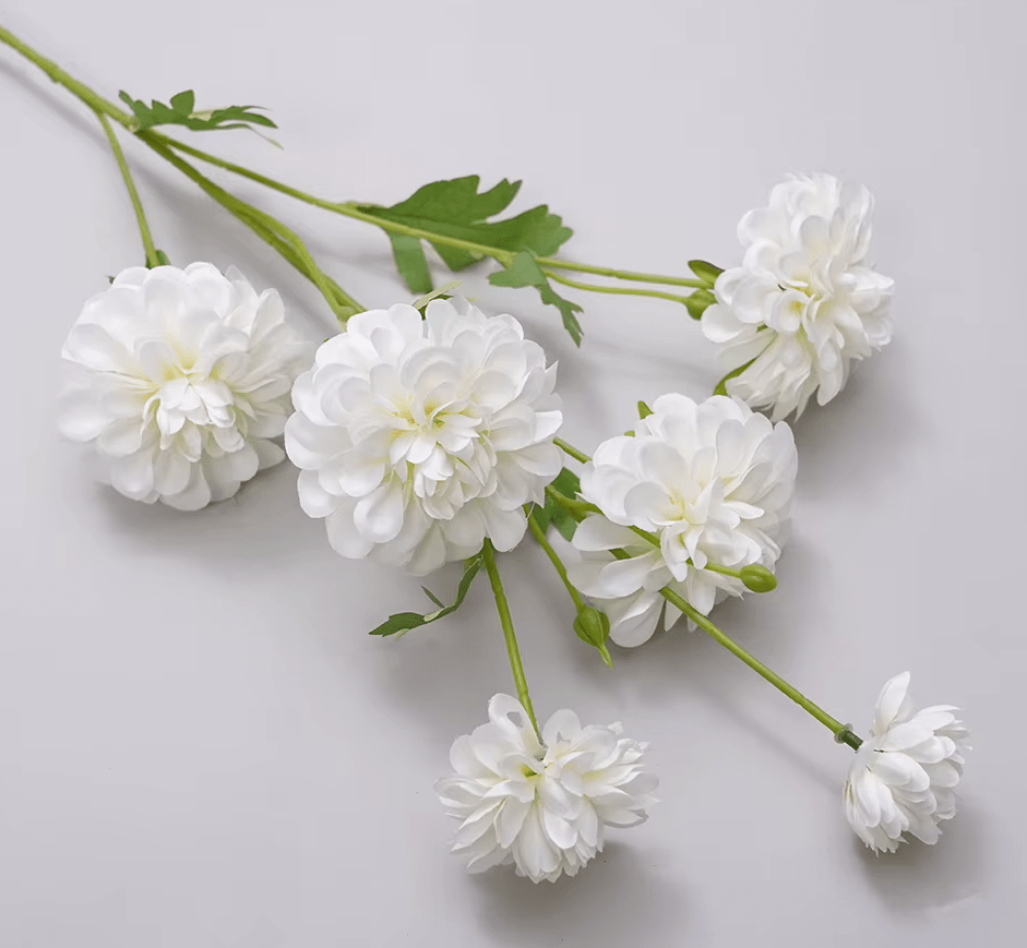 Beautiful 6 Head Crysanthemum SILK Flowers in Pink Green or White - The Floral Gallery