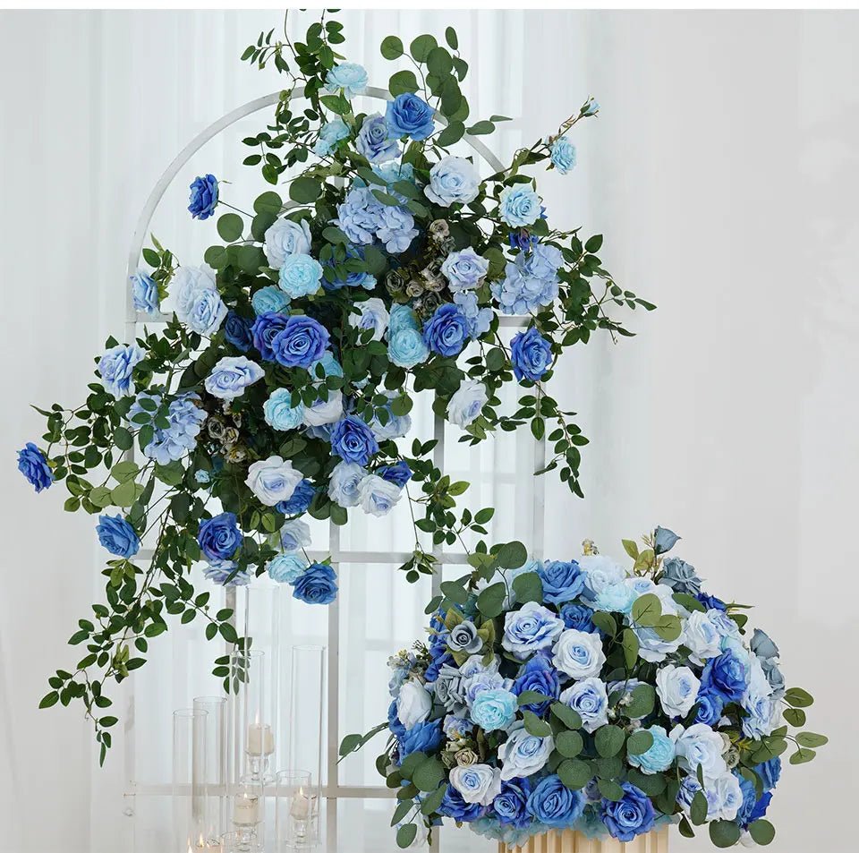 Beautiful Blue Silk Roses Wedding Event Display Flowers - The Floral Gallery