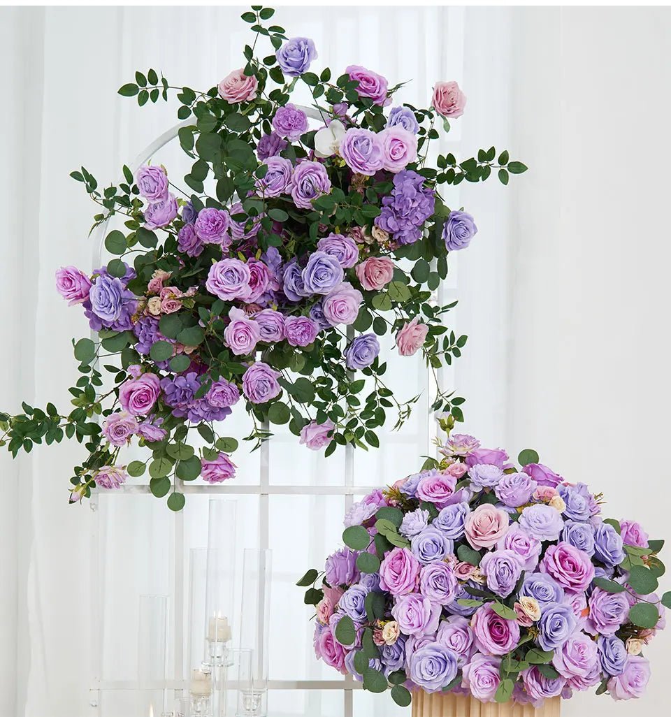 Beautiful Purple Lavender Silk Roses Wedding Event Display Flowers - The Floral Gallery