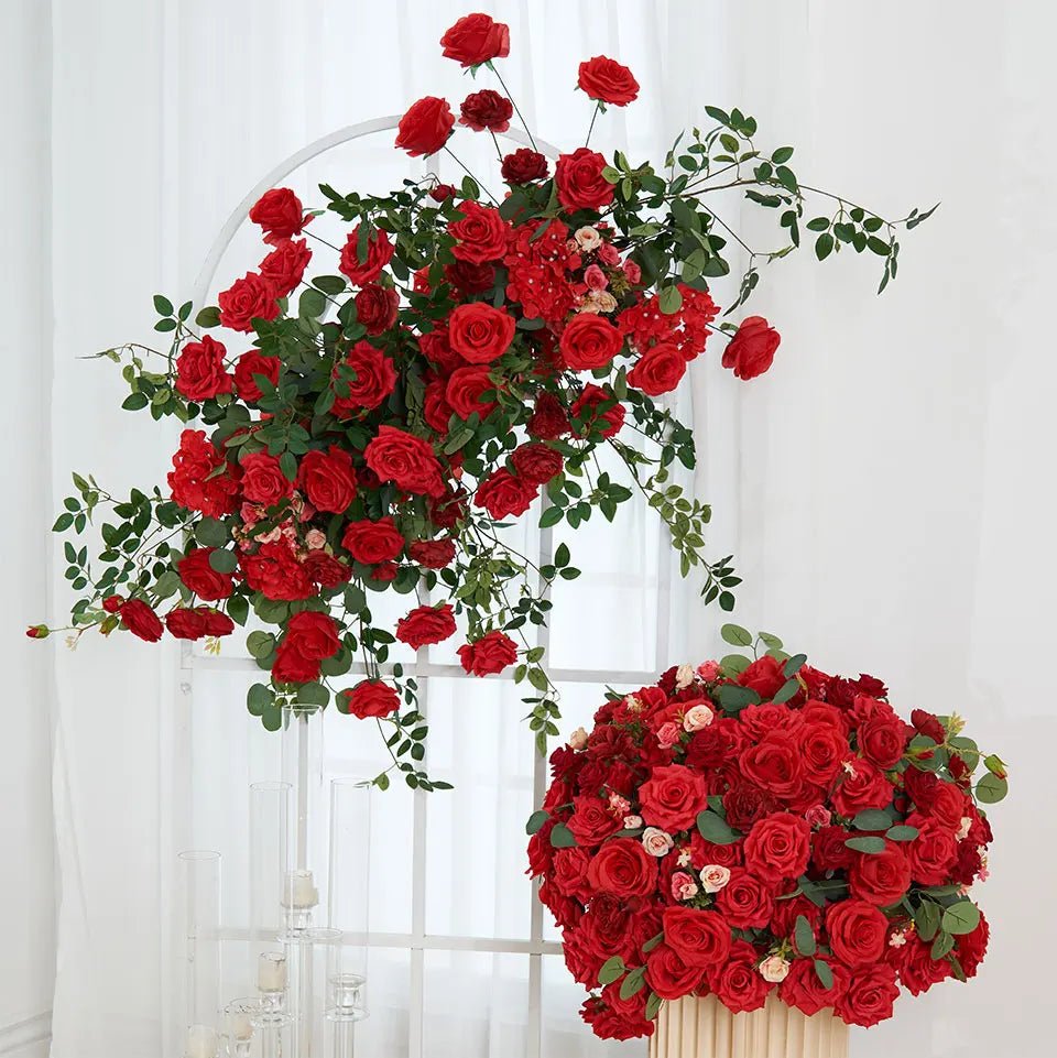 Beautiful Red Silk Roses Wedding Event Display Flowers - The Floral Gallery