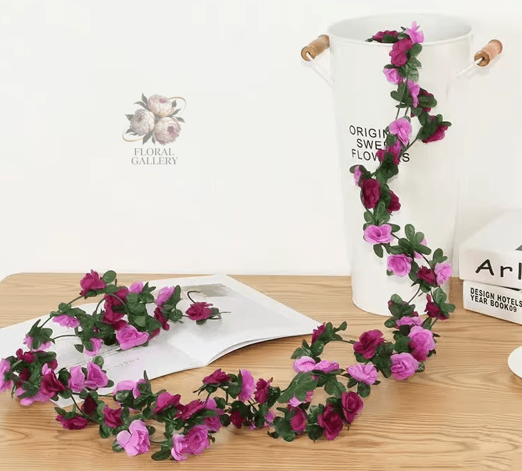 Beautiful Roses Artificial Flowers Vine Garland x 3 - The Floral Gallery