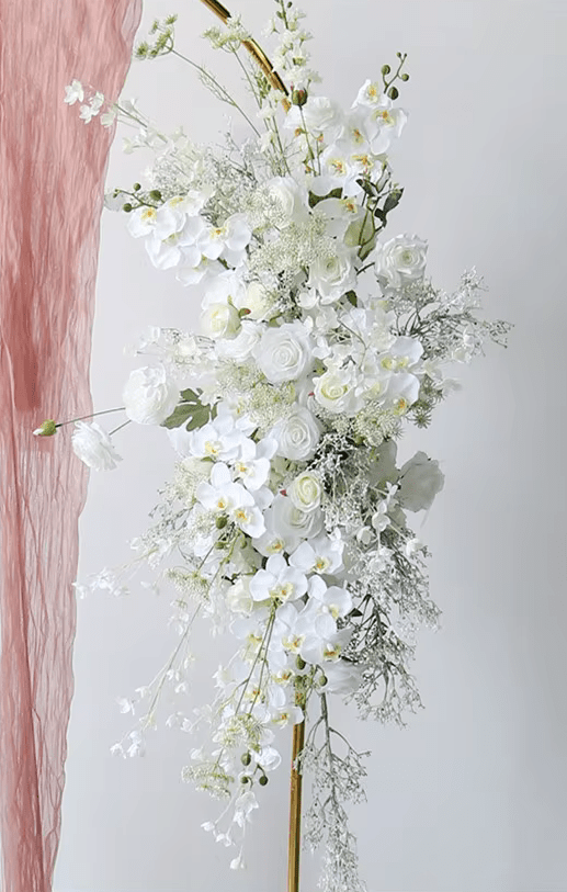 Beautiful White Roses, Orchids & Baby's Breath Silk Display Flowers - The Floral Gallery
