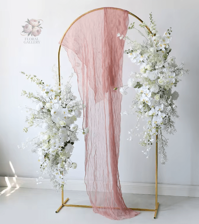 Beautiful White Roses, Orchids & Baby's Breath Silk Display Flowers - The Floral Gallery