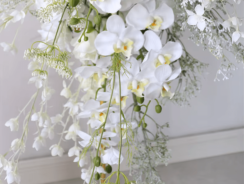 Beautiful White Roses, Orchids & Baby's Breath Silk Display Flowers - The Floral Gallery