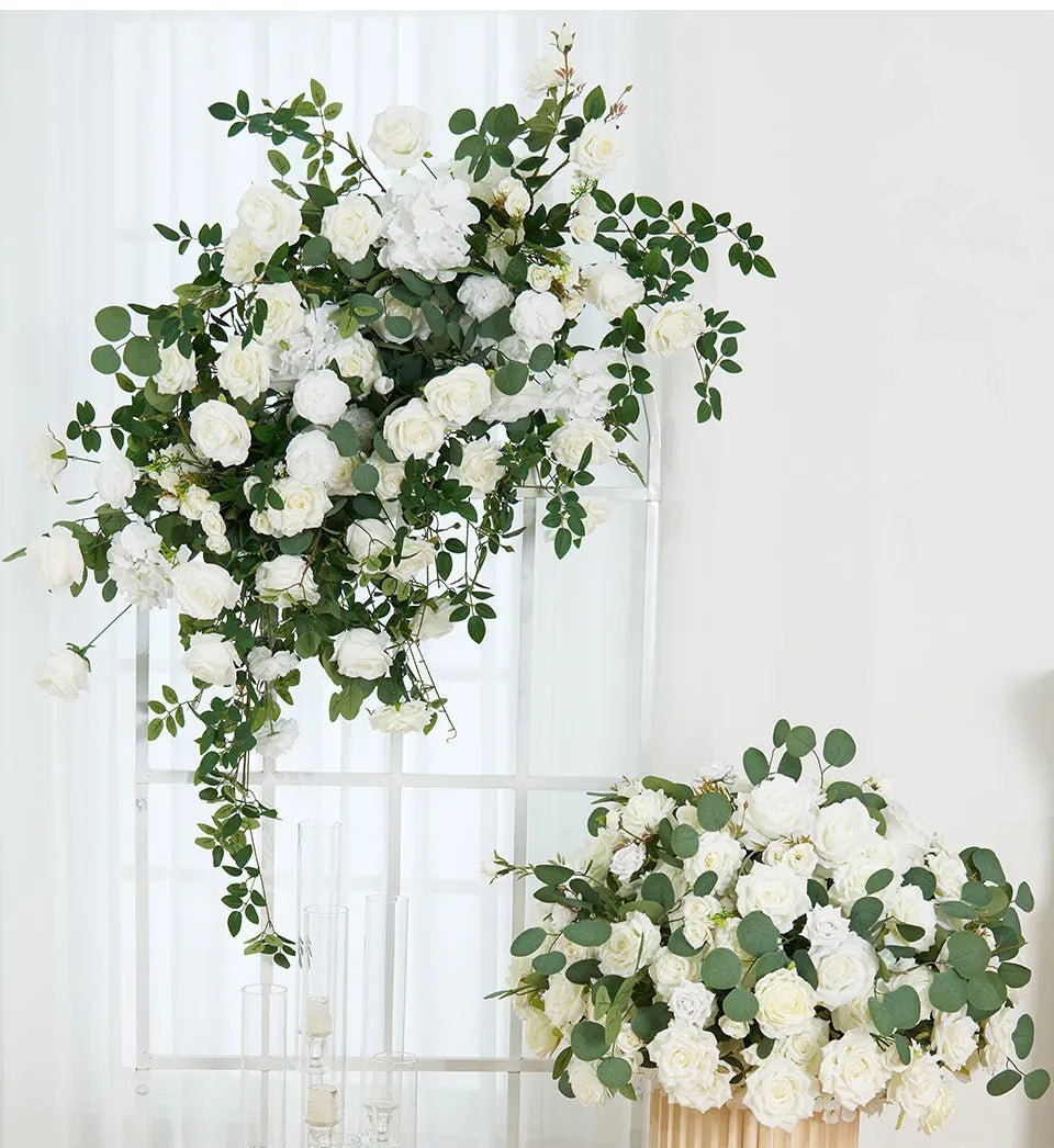 Beautiful White Silk Roses Wedding Event Display Flowers - The Floral Gallery