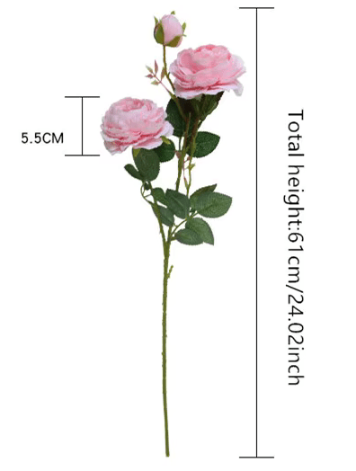 Champagne or Pink Realistic Silk Peony Long Stems 61cm x 3 - The Floral Gallery