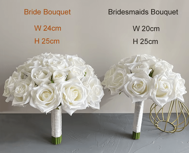 Classic White Roses Bride Wedding Bouquet Bridesmaid SILK Flowers - The Floral Gallery