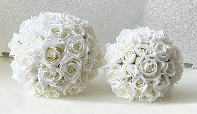 Classic White Roses Bride Wedding Bouquet Bridesmaid SILK Flowers - The Floral Gallery