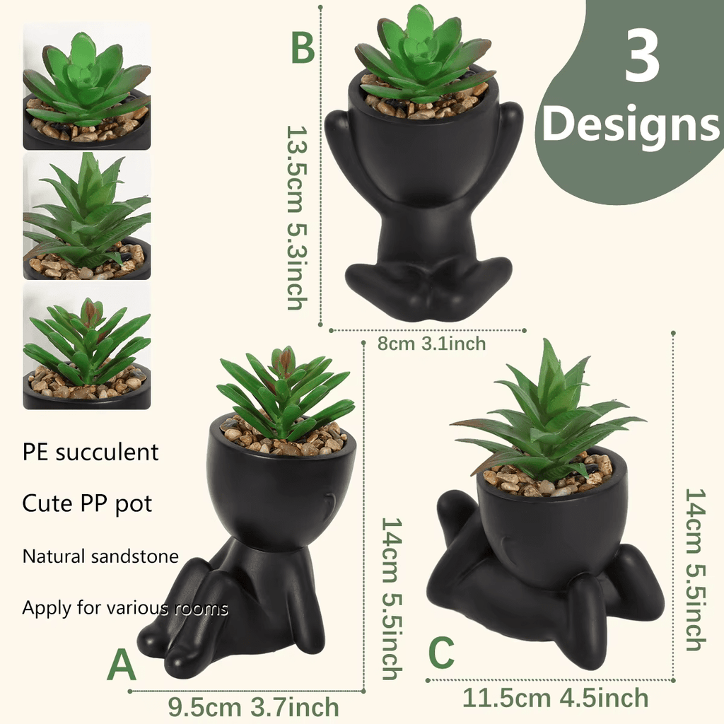 Cute Artificial Potted Plants x 3 Aloe Vera Succulent Abstract Pots - The Floral Gallery