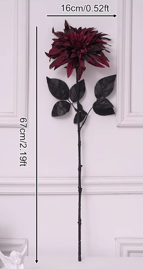 Dark Red Roses & Dahlia Silk Home Flowers 67cm Flexible Stem - The Floral Gallery