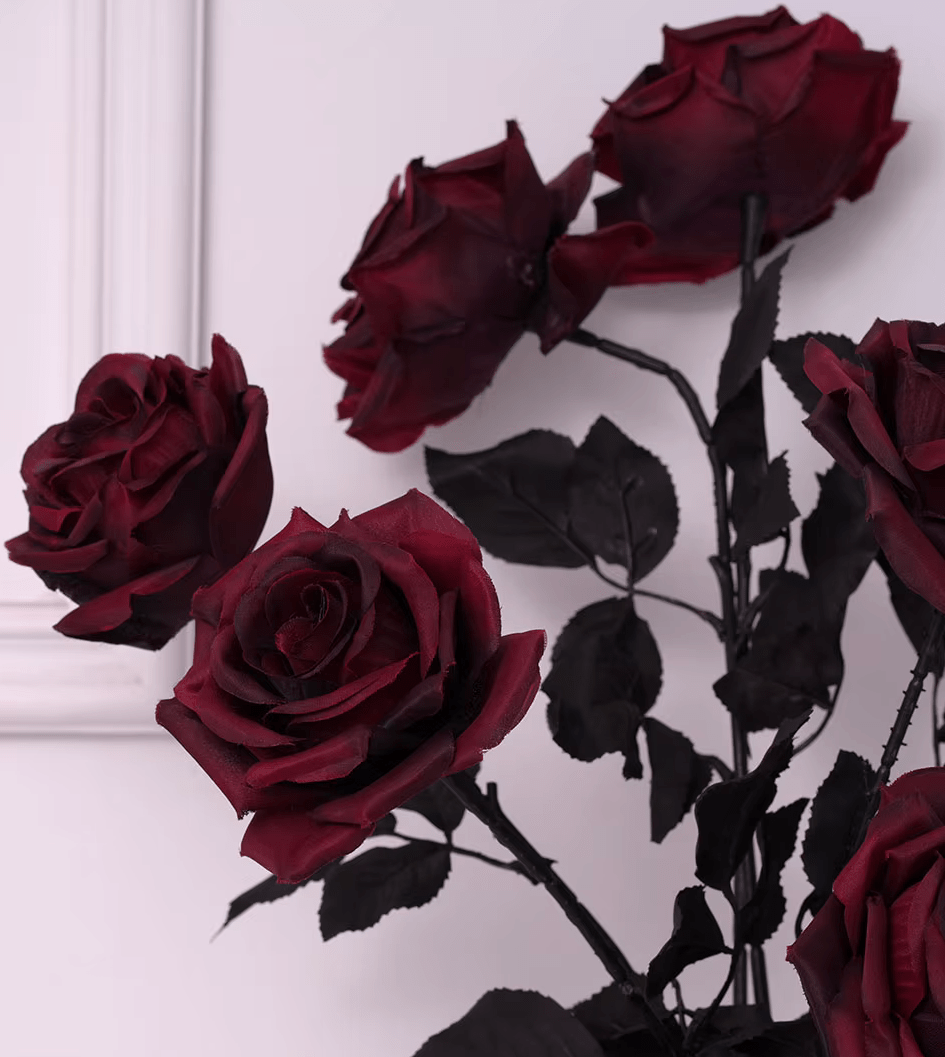 Dark Red Roses & Dahlia Silk Home Flowers 67cm Flexible Stem - The Floral Gallery
