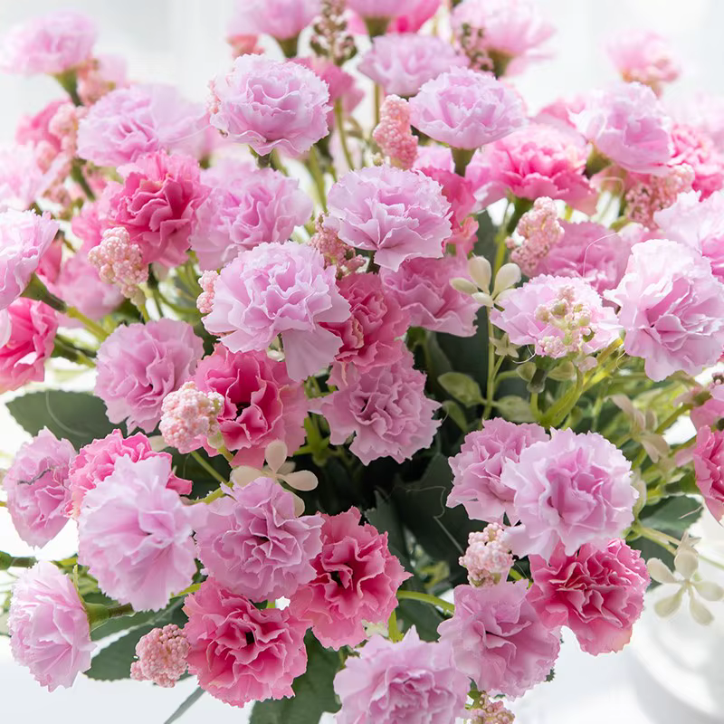 Deluxe Artificial Carnations 30 Flowers Bouquet Pink & Peach - The Floral Gallery